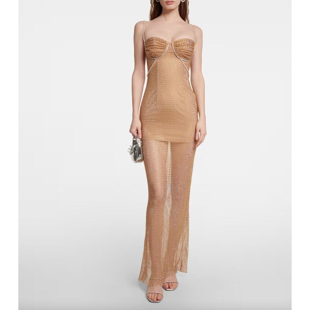 Self-Portrait Embellished Fishnet Maxi Dress‎ NEW US Size 2 / UK 6 - Picture 5 of 16